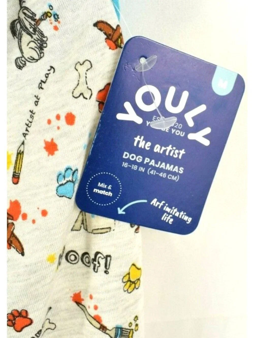 Youly Dog Medium 16 to 18 inches The Artist Blue Pet Pajamas